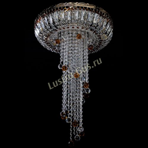 Люстра Анжелика №2 длинная шар 30 мм чайная  в Магнитогорске Гусь Хрустальный
