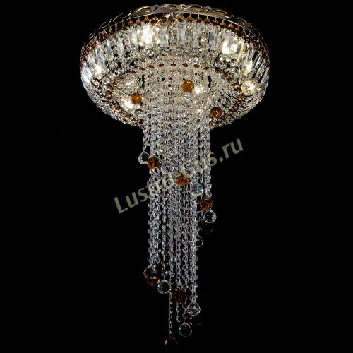 Люстра Анжелика №2 длинная шар 30 мм чайная  в Магнитогорске Гусь Хрустальный