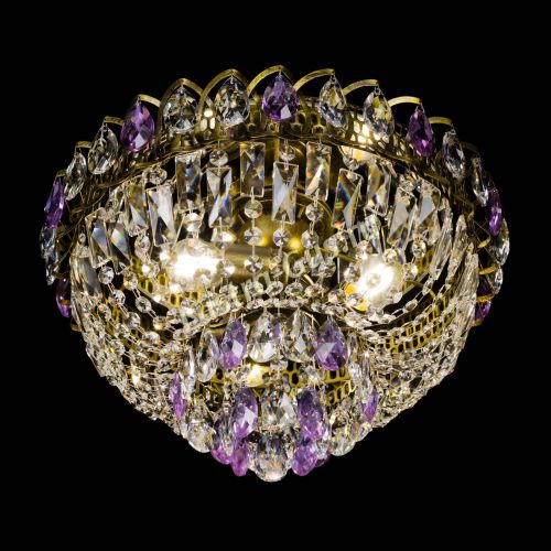 Люстра Астра Бутон №3 фиолетовая под бронзу в Магнитогорске Гусь Хрустальный