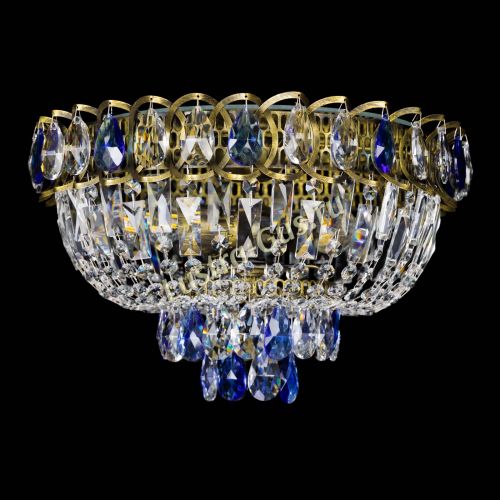 Люстра Астра Бутон №3 синяя под бронзу в Магнитогорске Гусь Хрустальный