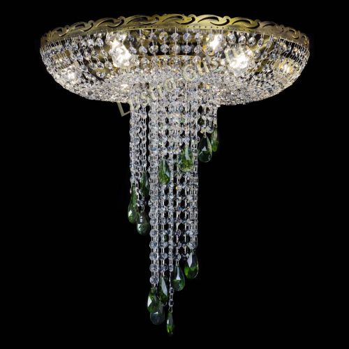 Люстра Диана №6 журавлик зеленая под бронзу  в Магнитогорске Гусь Хрустальный