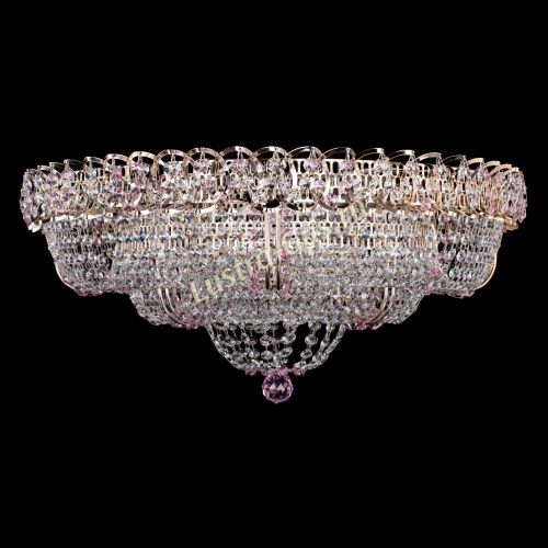 Люстра Двойное Кольцо Классика №6 розовая в Магнитогорске Гусь Хрустальный