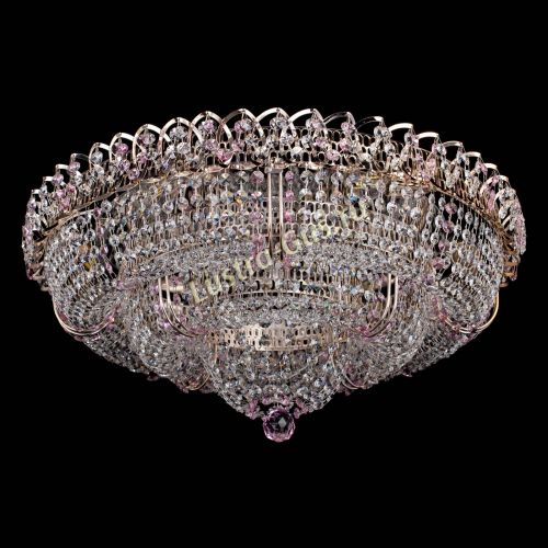 Люстра Двойное Кольцо Классика №6 розовая в Магнитогорске Гусь Хрустальный