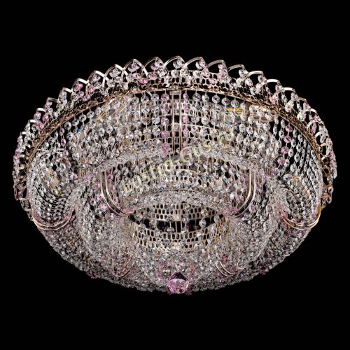 Люстра Двойное Кольцо Классика №6 розовая в Магнитогорске Гусь Хрустальный