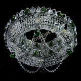 Люстра Глория №1 зеленая, диаметр - 500 мм, цвет фурнитуры - серебро, Люстры Гусь Хрустальный