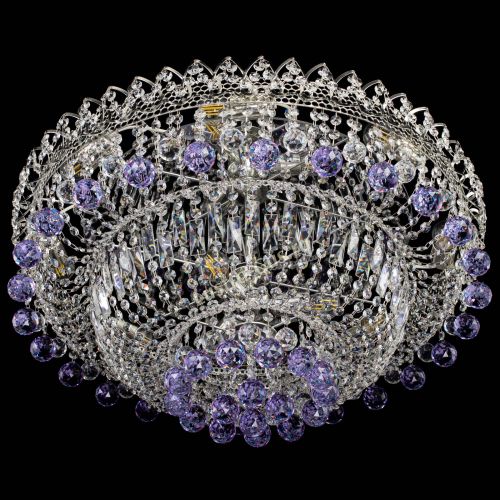 Люстра Хрустальный каскад №3 Шар фиолетовая в Магнитогорске Гусь Хрустальный
