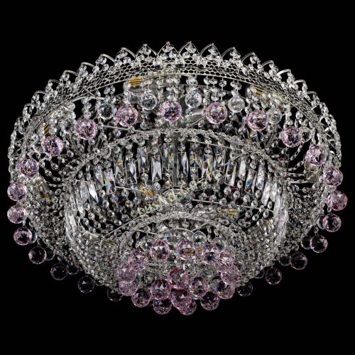 Люстра Хрустальный каскад №3 Шар розовая в Магнитогорске Гусь Хрустальный