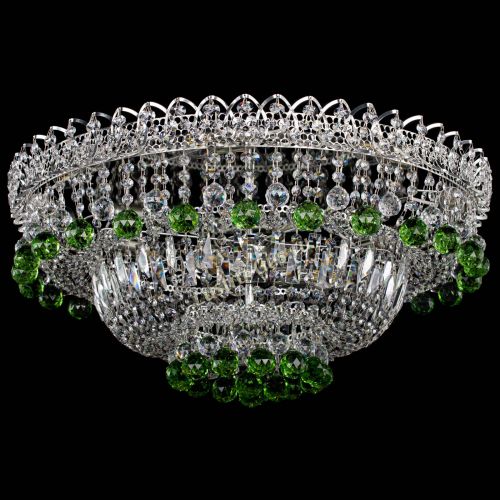 Люстра Хрустальный каскад №3 Шар зеленая в Магнитогорске Гусь Хрустальный