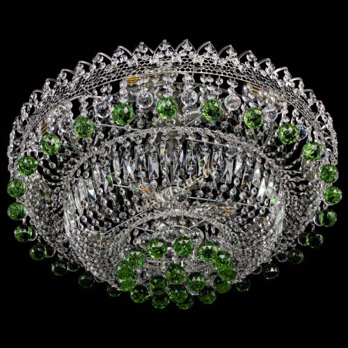 Люстра Хрустальный каскад №3 Шар зеленая в Магнитогорске Гусь Хрустальный
