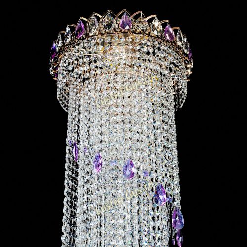 Люстра Хрустальный Каскад №5 фиолетовый в Магнитогорске Гусь Хрустальный