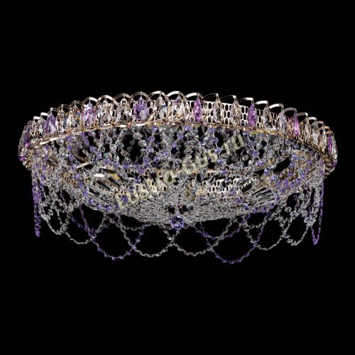 Люстра Каскад Ажур 700 мм фиолетовый в Магнитогорске Гусь Хрустальный