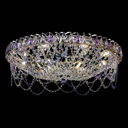Люстра Каскад Ажур 700 мм фиолетовый в Магнитогорске Гусь Хрустальный