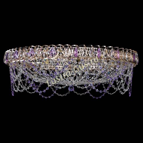 Люстра Каскад Ажур 700 мм фиолетовый в Магнитогорске Гусь Хрустальный