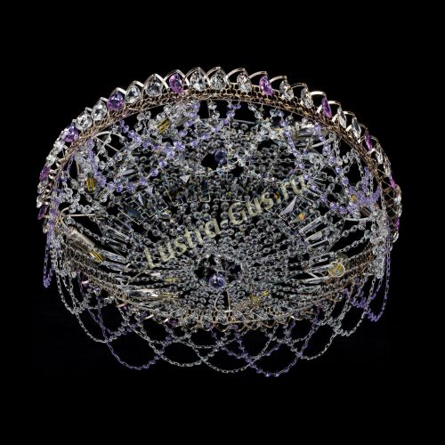 Люстра Каскад Ажур 700 мм фиолетовый в Магнитогорске Гусь Хрустальный