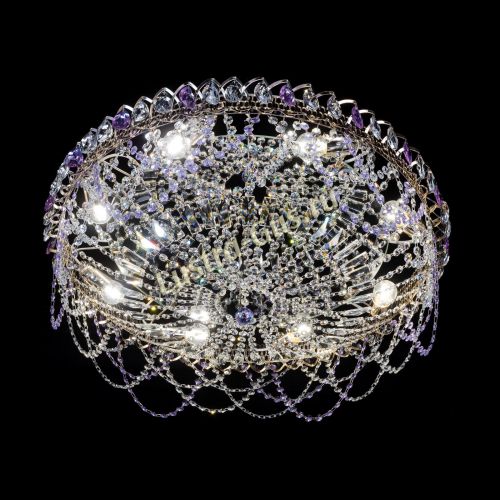 Люстра Каскад Ажур 700 мм фиолетовый в Магнитогорске Гусь Хрустальный