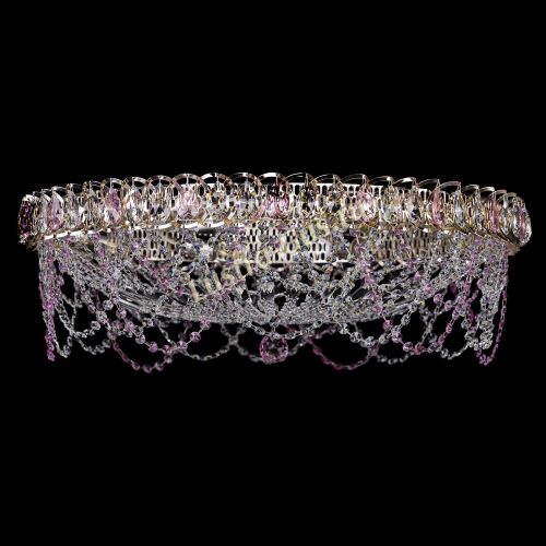 Люстра Каскад Ажур 700 мм розовый в Магнитогорске Гусь Хрустальный