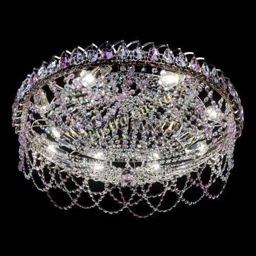 Люстра Каскад Ажур 700 мм розовый в Магнитогорске Гусь Хрустальный