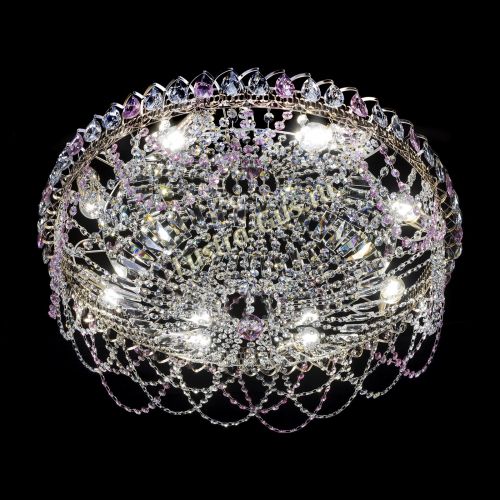 Люстра Каскад Ажур 700 мм розовый в Магнитогорске Гусь Хрустальный