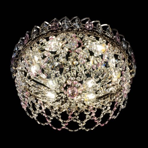 Люстра Хрустальный Каскад Ажур розовый в Магнитогорске Гусь Хрустальный