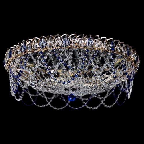 Люстра Каскад Ажур 700 мм синий в Магнитогорске Гусь Хрустальный