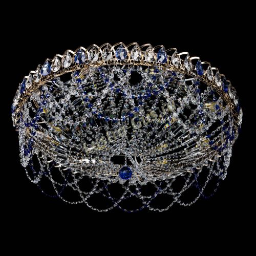 Люстра Каскад Ажур 700 мм синий в Магнитогорске Гусь Хрустальный