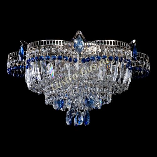 Люстра Камея №1 - 3 лампы синяя в Магнитогорске Гусь Хрустальный