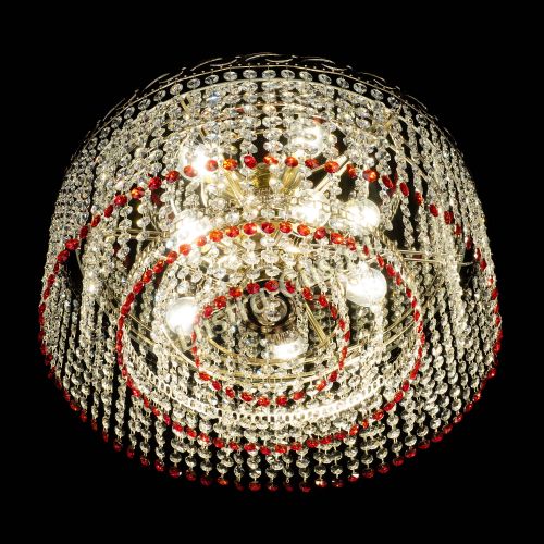 Люстра Капель оптикон №2 красная в Магнитогорске Гусь Хрустальный