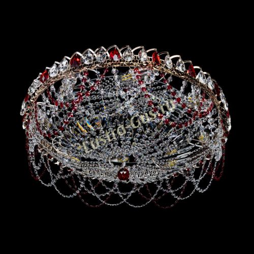 Люстра Каскад Ажур 700 мм красный в Магнитогорске Гусь Хрустальный