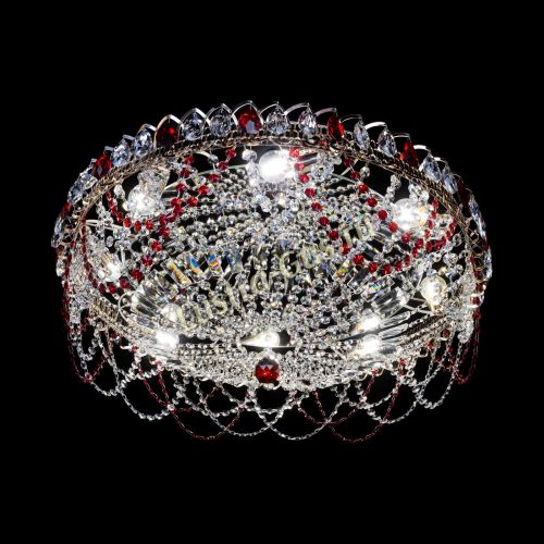 Люстра Каскад Ажур 700 мм красный в Магнитогорске Гусь Хрустальный