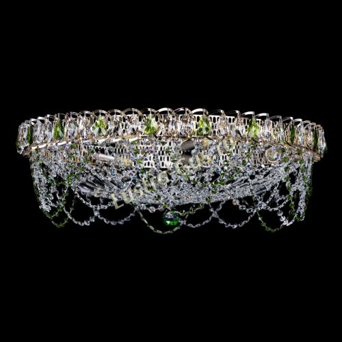 Люстра Каскад Ажур 700 мм зеленый в Магнитогорске Гусь Хрустальный