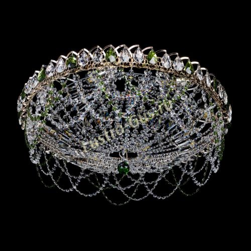 Люстра Каскад Ажур 700 мм зеленый в Магнитогорске Гусь Хрустальный