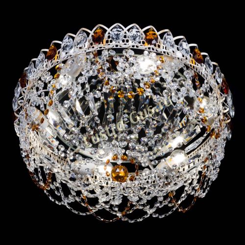 Люстра Каскад Ажур Чайная белая в Магнитогорске Гусь Хрустальный