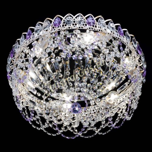 Люстра Каскад Ажур Фиолетовая белая в Магнитогорске Гусь Хрустальный
