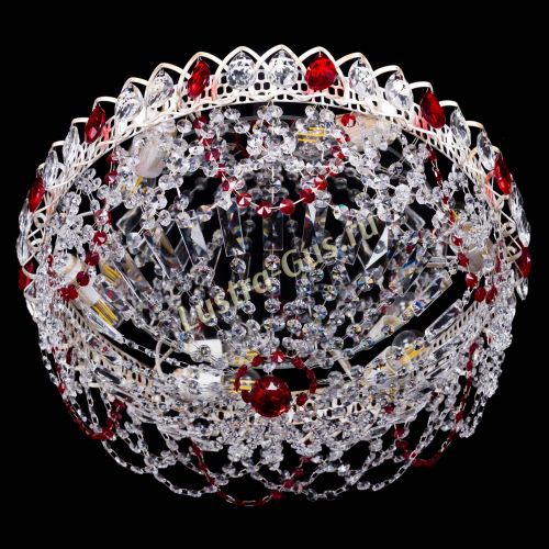 Люстра Каскад Ажур Красная белая в Магнитогорске Гусь Хрустальный