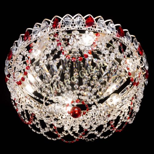 Люстра Каскад Ажур Красная белая в Магнитогорске Гусь Хрустальный