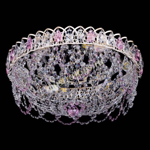 Люстра Каскад Ажур Розовая белая в Магнитогорске Гусь Хрустальный