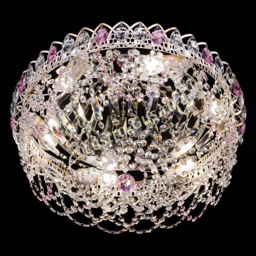 Люстра Каскад Ажур Розовая белая в Магнитогорске Гусь Хрустальный