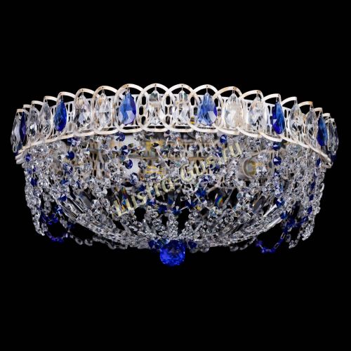 Люстра Каскад Ажур Синяя белая в Магнитогорске Гусь Хрустальный