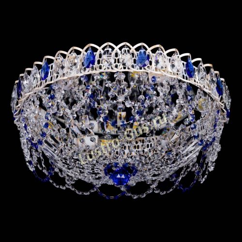 Люстра Каскад Ажур Синяя белая в Магнитогорске Гусь Хрустальный