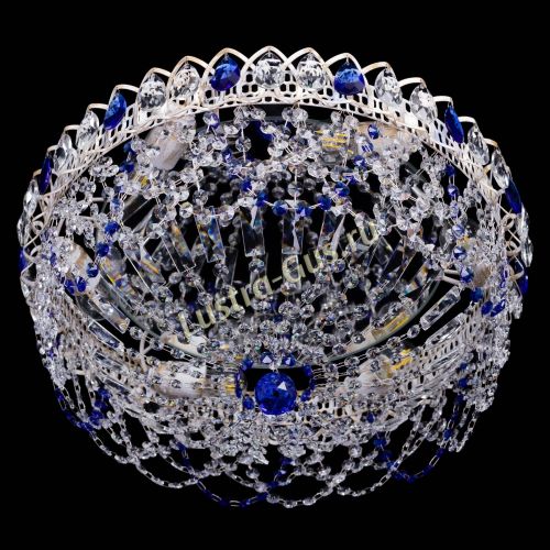 Люстра Каскад Ажур Синяя белая в Магнитогорске Гусь Хрустальный