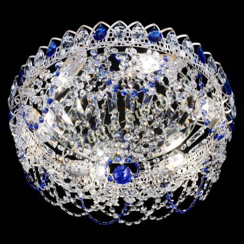 Люстра Каскад Ажур Синяя белая в Магнитогорске Гусь Хрустальный