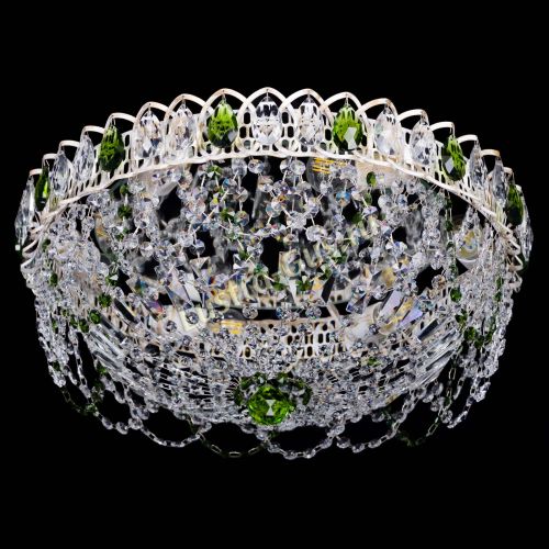 Люстра Каскад Ажур Зеленая белая в Магнитогорске Гусь Хрустальный