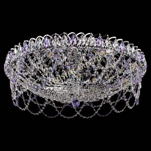 Люстра Каскад Ажур 700 мм фиолетовый в Магнитогорске Гусь Хрустальный