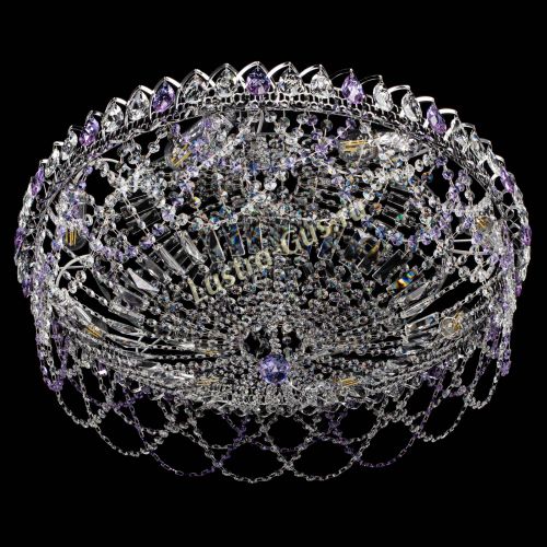 Люстра Каскад Ажур 700 мм фиолетовый в Магнитогорске Гусь Хрустальный