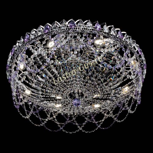 Люстра Каскад Ажур 700 мм фиолетовый в Магнитогорске Гусь Хрустальный