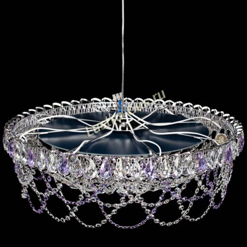 Люстра Каскад Ажур 700 мм фиолетовый в Магнитогорске Гусь Хрустальный