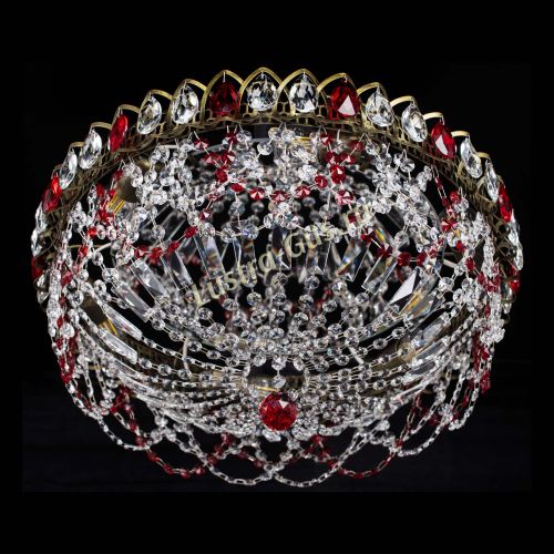 Люстра Хрустальный Каскад Ажур под бронзу Красная в Магнитогорске Гусь Хрустальный