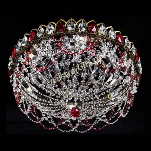 Люстра Хрустальный Каскад Ажур под бронзу Красная в Магнитогорске Гусь Хрустальный