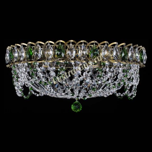 Люстра Хрустальный Каскад Ажур под бронзу Зеленая в Магнитогорске Гусь Хрустальный