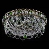 Люстра Хрустальный Каскад Ажур под бронзу Зеленая в Магнитогорске